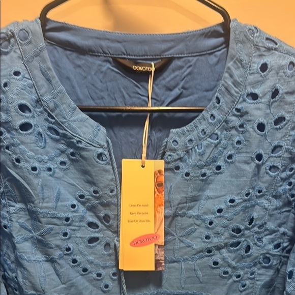 🆕Blue Eyelet Women's Dress. L NWT!!💥💥 - Picture 3 of 8